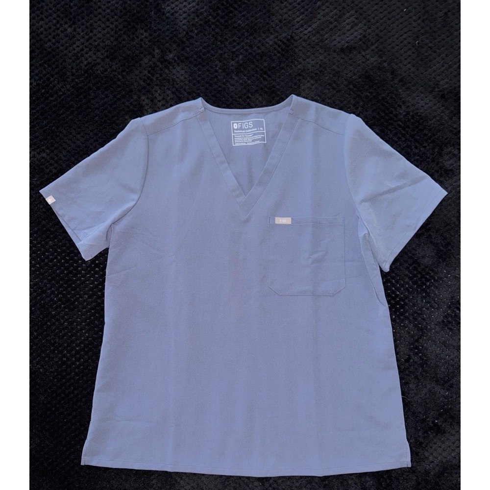 FIGS Women's Technical Collection Scrub Top Gray Short Sleeve Pocket Sz XL